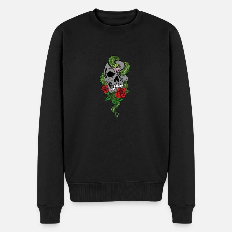 Serpent Crâne Roses - Pull Premium bio Homme - noir