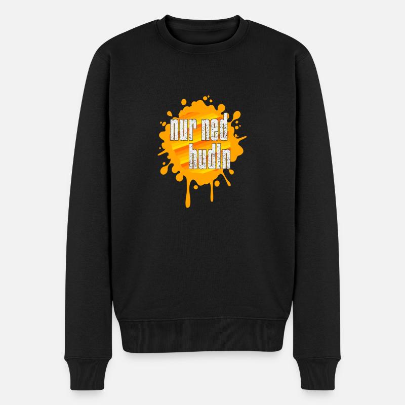 Farbklecks nur ned hudln bayerisch für coole - Männer Premium Bio Pullover - Schwarz