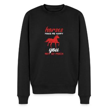 Rider Make Me Happy équitation cheval équestre - Pull Premium bio Homme - noir - Devant - Nico (187cm)