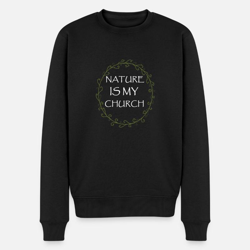 Die Natur ist meine Kirche Wicca Pagan - Männer Premium Bio Pullover - Schwarz