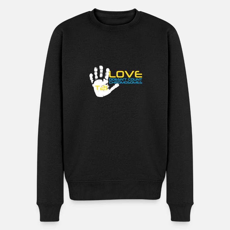 T21 - Love Doesn't Count Chromosomes - Männer Premium Bio Pullover - Schwarz