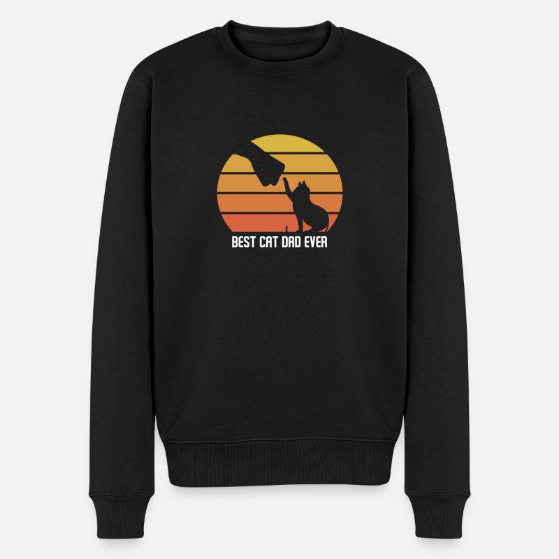 Best cat dad ever Katzenpapa Geschenk Katze Retro - Männer Premium Bio Pullover - Schwarz