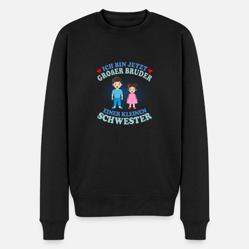 Großer Bruder Kleine Schwester - Männer Premium Bio Pullover - Schwarz