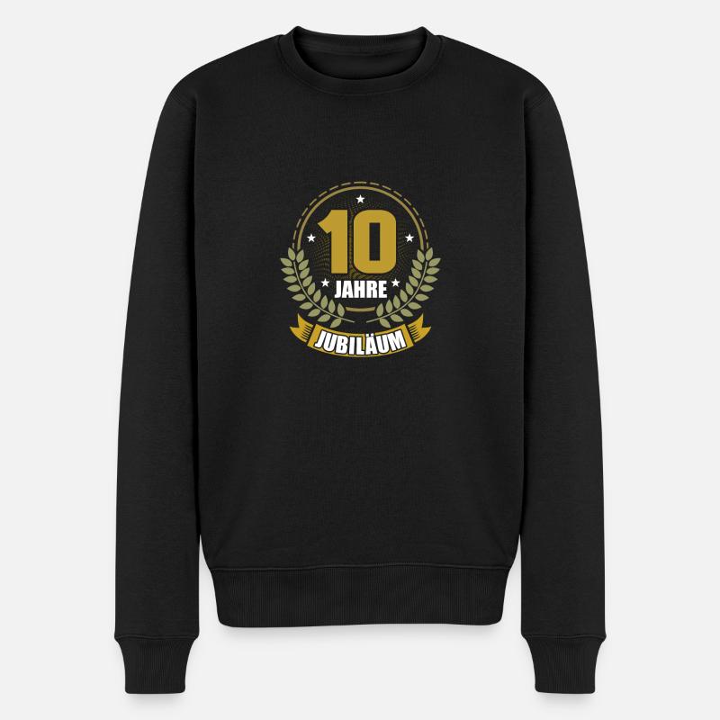 10 Jahre Jubiläum 10.Hochzeitstag Firmenjubiläum V - Männer Premium Bio Pullover - Schwarz