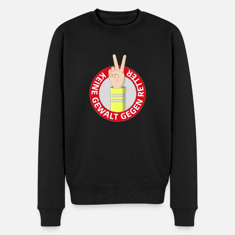 Keine Gewalt gegen Retter - Männer Premium Bio Pullover - Schwarz