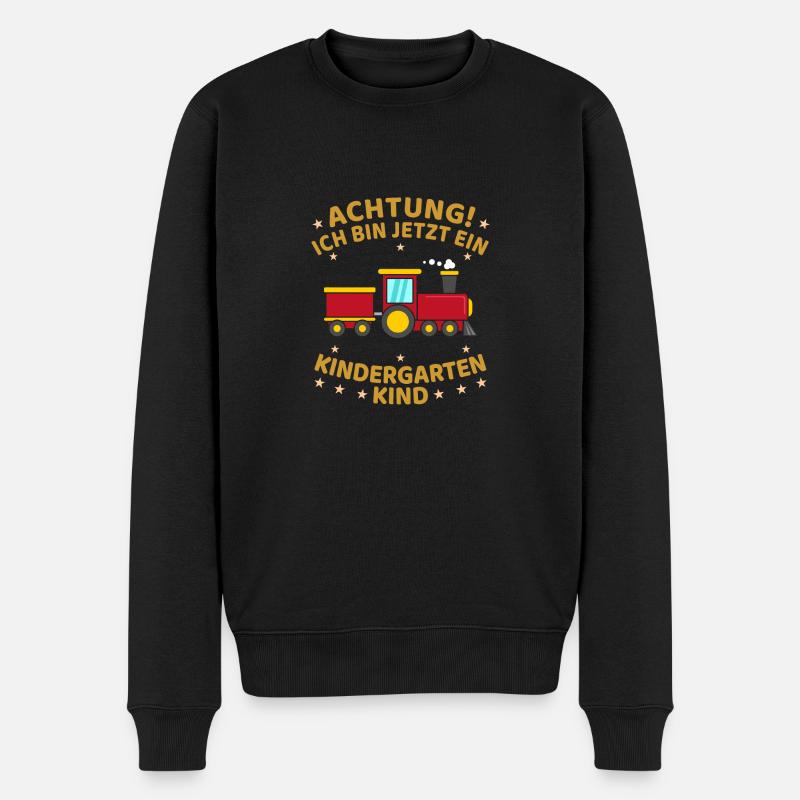 Ich Bin Jetzt Ein Kindergartenkind Lokomotive - Männer Premium Bio Pullover - Schwarz