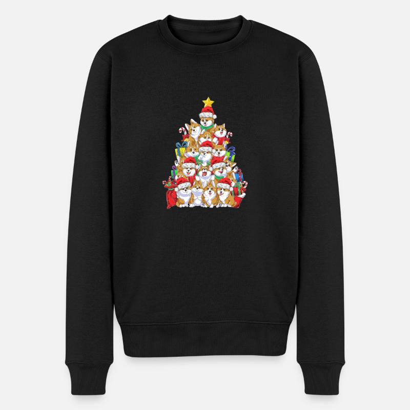 Lustiger Corgi Weihnachtsbaum Weihnachten Geschenk - Männer Premium Bio Pullover - Schwarz