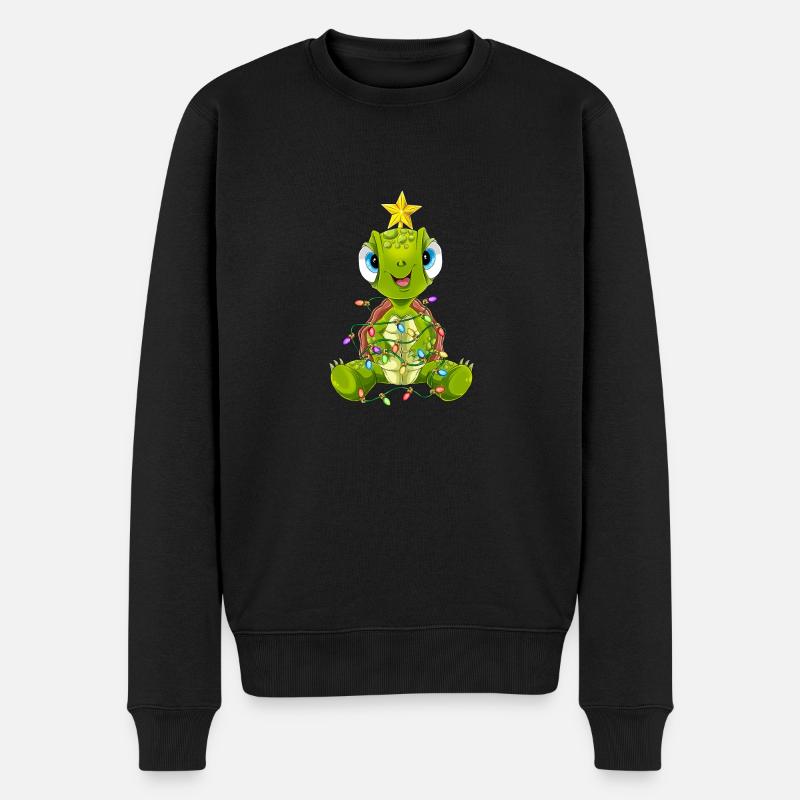 Schildkröten Weihnachtsbaum Weihnachten Geschenk S - Männer Premium Bio Pullover - Schwarz