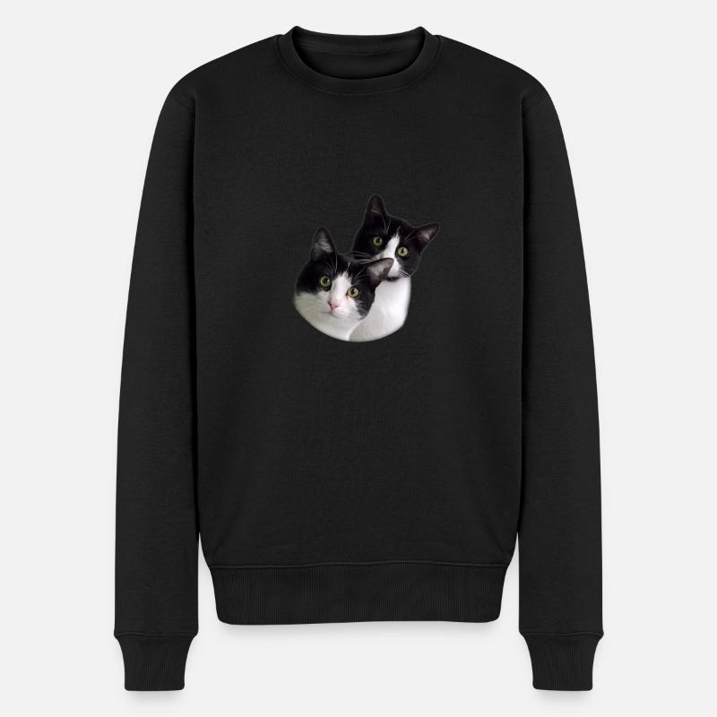 Team Cat - Männer Premium Bio Pullover - Schwarz
