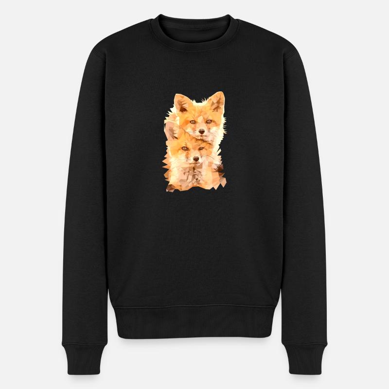 Fuchs Polygon Art - Männer Premium Bio Pullover - Schwarz