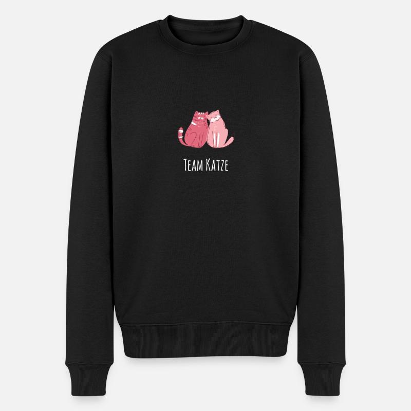 Team Katze - Männer Premium Bio Pullover - Schwarz