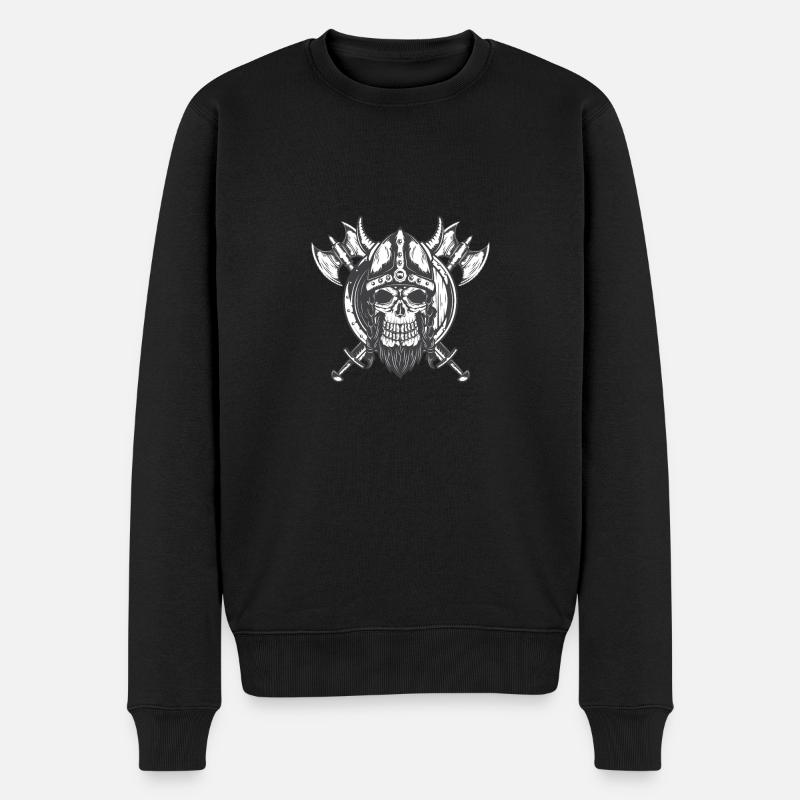 Viking Skull Schildkampf - Männer Premium Bio Pullover - Schwarz