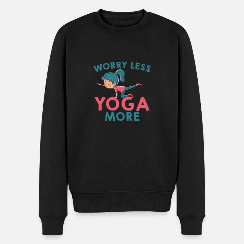Yoga befreit Sorgen Spruch - Männer Premium Bio Pullover - Schwarz