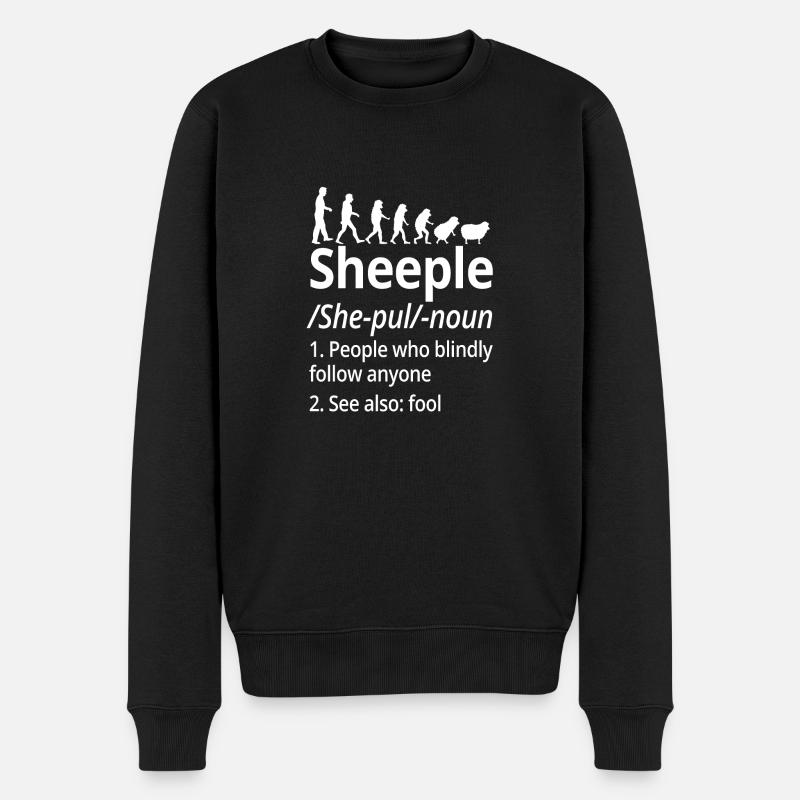 Verschwörungstheorie des Menschen zum Schaf Niedlicher Schafspaß - Männer Premium Bio Pullover - Schwarz