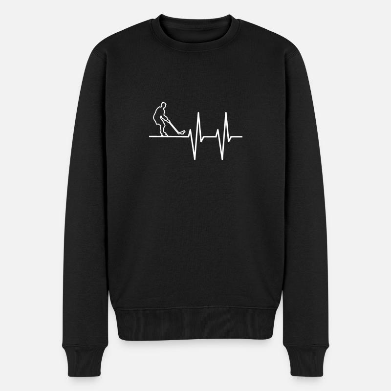 Icehockey Heartbeat Hobby - Männer Premium Bio Pullover - Schwarz