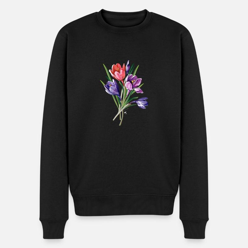 Krokusse Abbildung - Männer Premium Bio Pullover - Schwarz