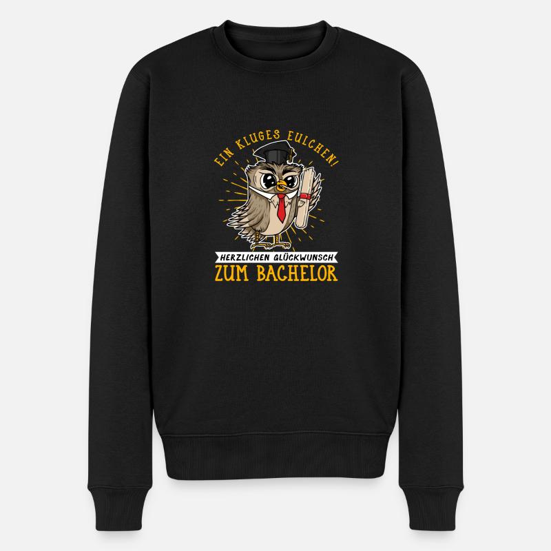 Kluges Eulchen Herzlichen Glückwunsch zum Bachelor - Männer Premium Bio Pullover - Schwarz