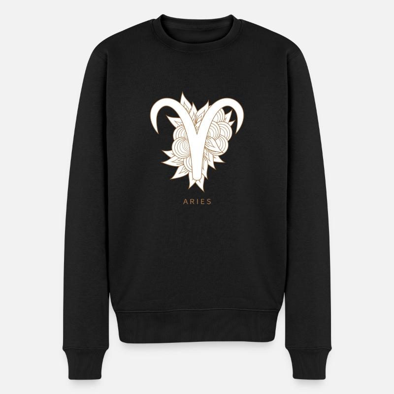 Aries Widder Sternzeichen Astrology - Männer Premium Bio Pullover - Schwarz