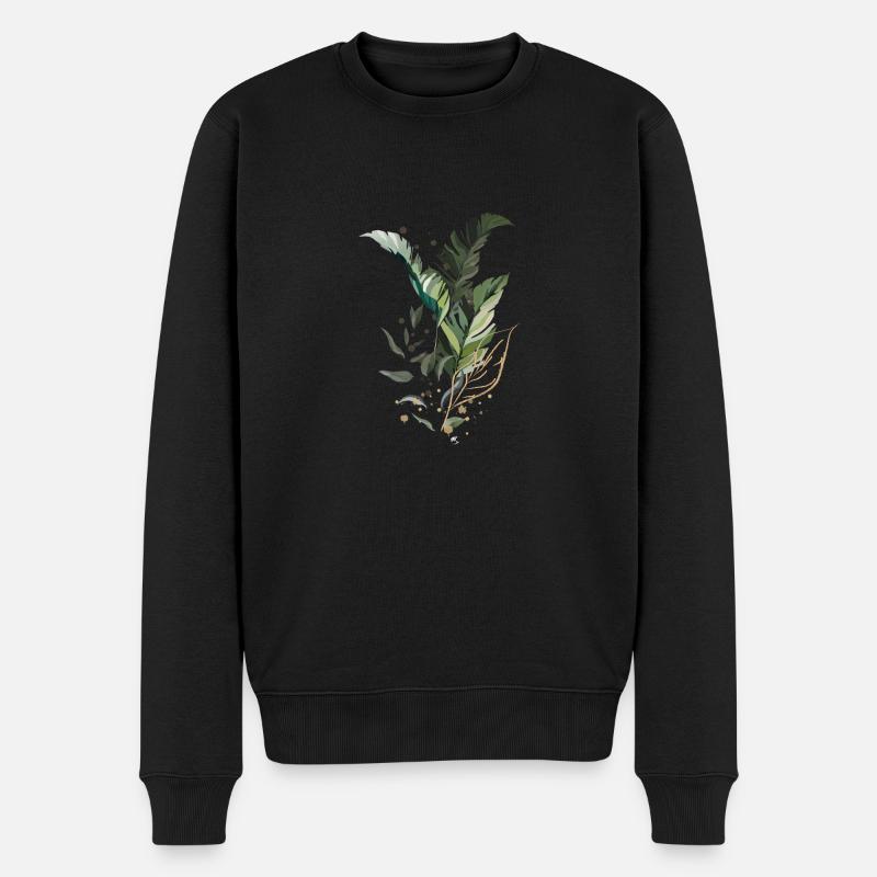 Tropische Blätter Abbildung - Männer Premium Bio Pullover - Schwarz