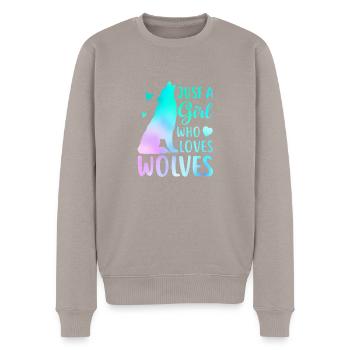 Just A Girl Who Loves Wolves Funny Women Wolf Love - Men's Premium Organic Jumper - taupe - Front - Nico (187cm)