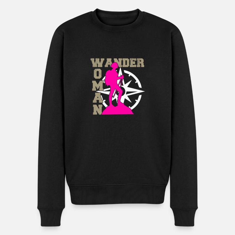 Ich bin eine Wander Woman - Männer Premium Bio Pullover - Schwarz