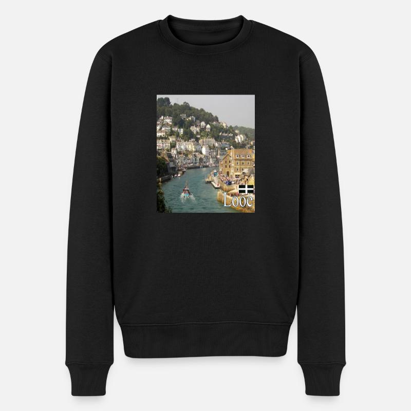 Looe, Cornouailles - Pull Premium bio Homme - noir