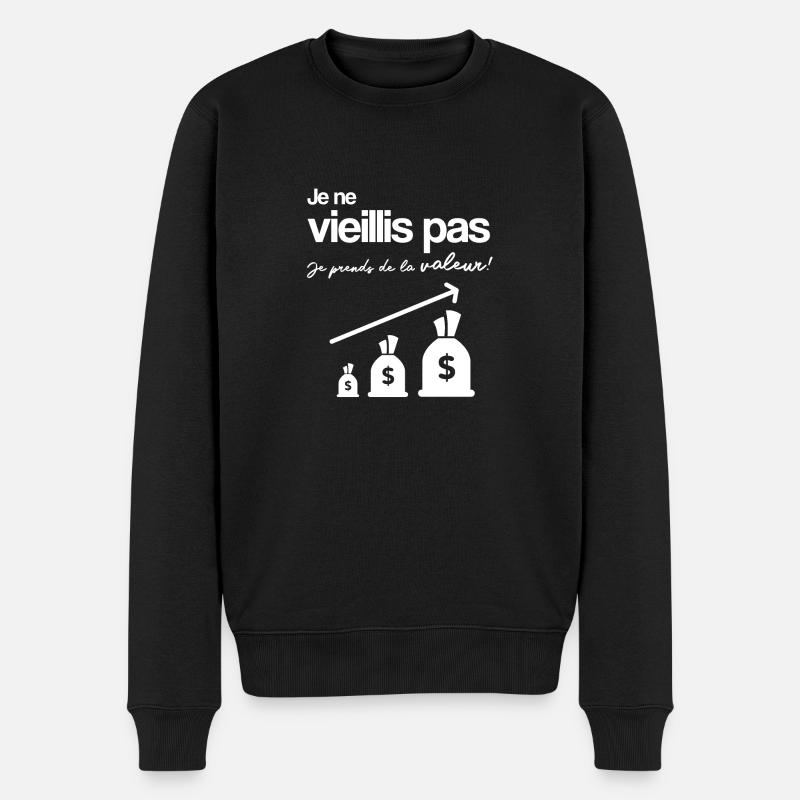 Je Ne Vieillis Pas, Je Prends De La Valeur - Pull Premium bio Homme - noir