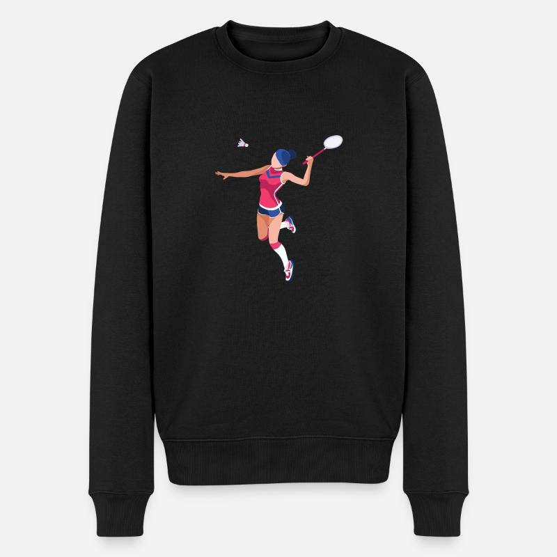 Badminton-Shirt, Badminton-Spieler, Badminton-Geschenk, - Männer Premium Bio Pullover - Schwarz