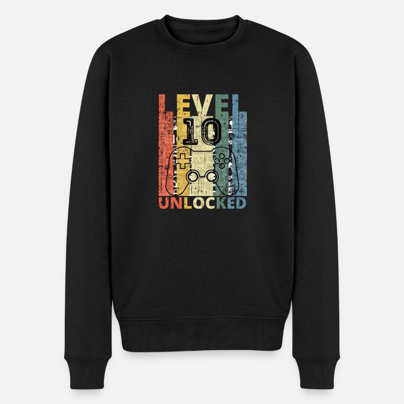 Level 10 freigeschaltet - Männer Premium Bio Pullover - Schwarz