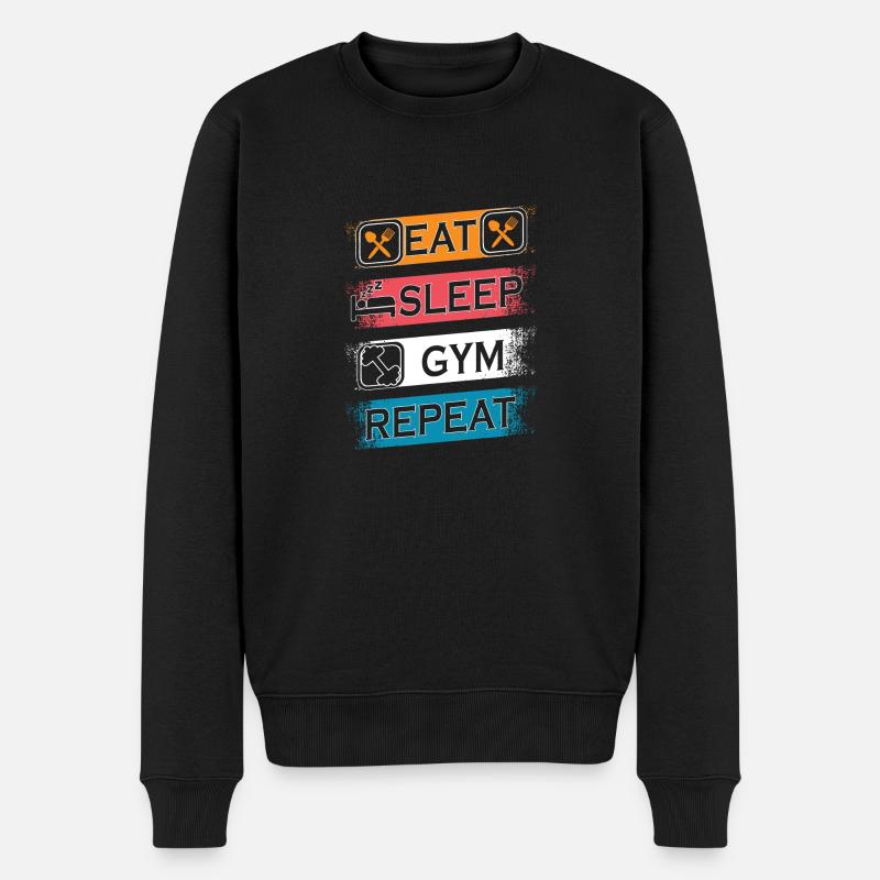 EAT SLEEP GYM REPEAT - Männer Premium Bio Pullover - Schwarz