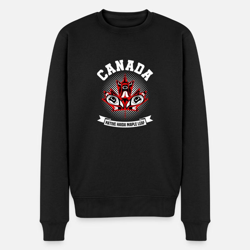 Canada Native Haida Maple Leaf - Männer Premium Bio Pullover - Schwarz