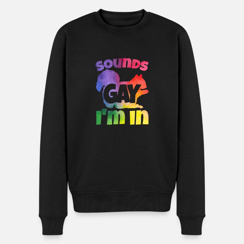 Eichhörnchen und ein Regenbogen - Männer Premium Bio Pullover - Schwarz