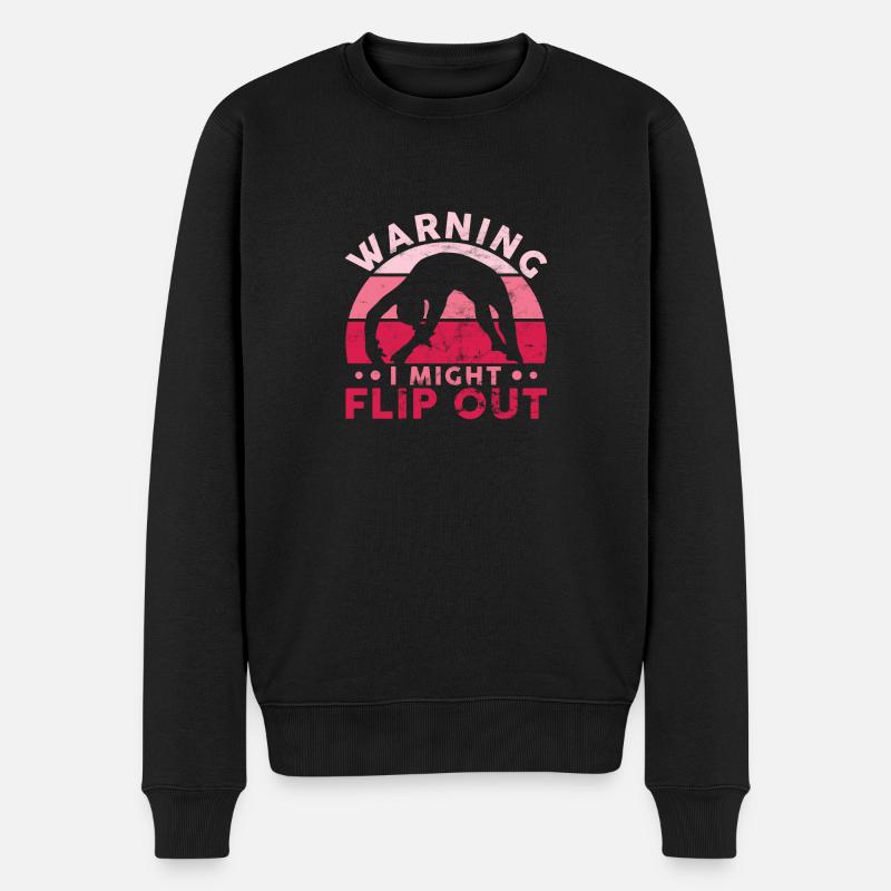 Warning I Might Flip Out Gymnastics Women Gymnast - Männer Premium Bio Pullover - Schwarz