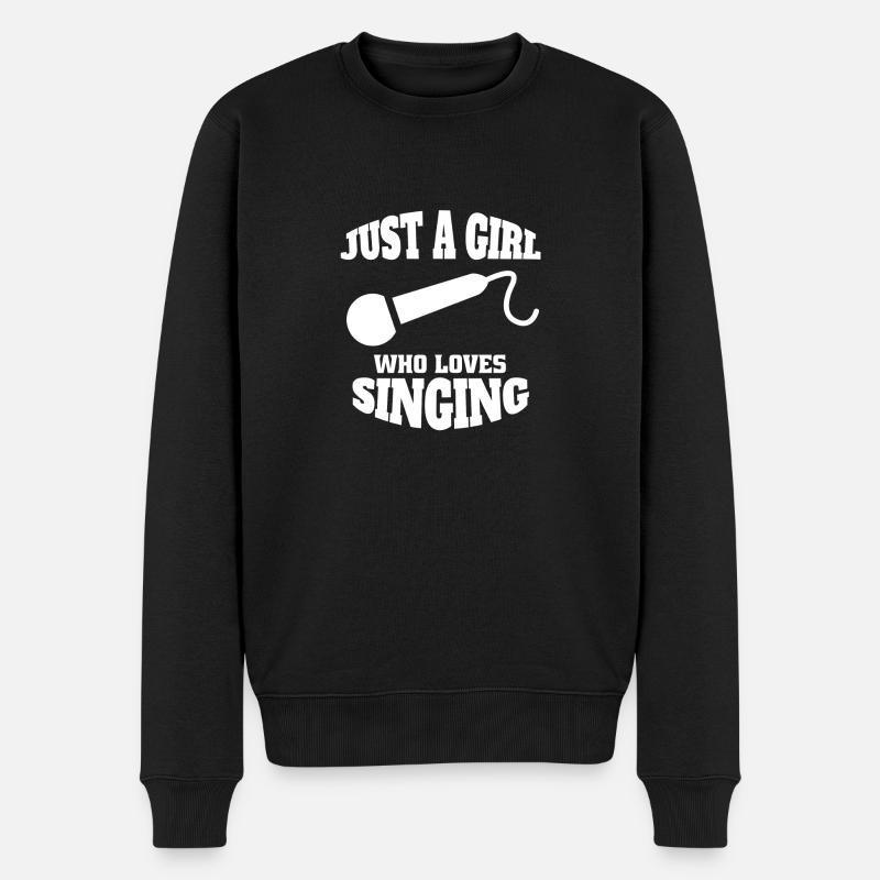 Sängerin Frau Mikrofon Musik Mädchen Musikerin - Männer Premium Bio Pullover - Schwarz