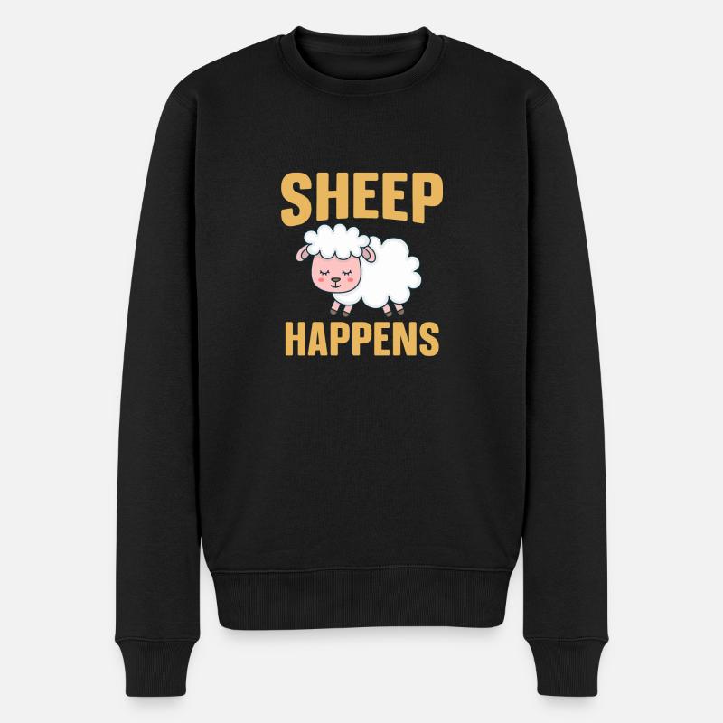 Witziges Schaf, Schafe nicht nur für Schäfer - Männer Premium Bio Pullover - Schwarz