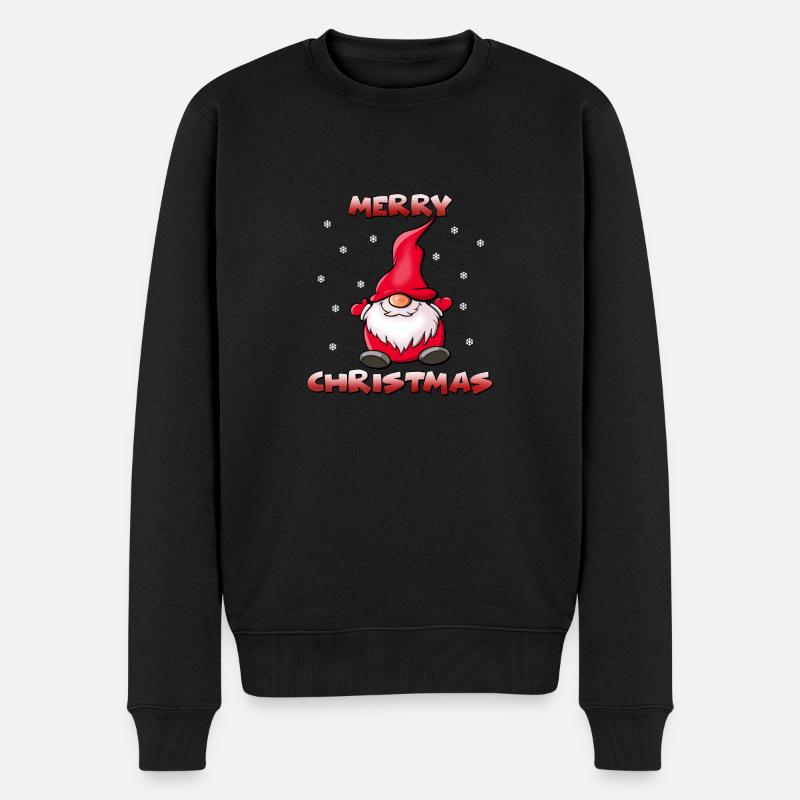 Merry Christmas Wichtel - Männer Premium Bio Pullover - Schwarz
