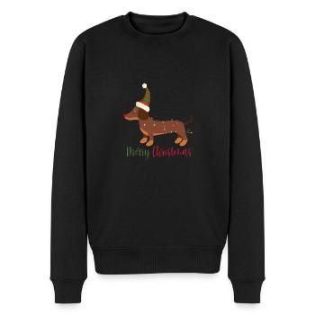 Dackel, Dachshund, Weihnachten, X-Mas, Christmas - Männer Premium Bio Pullover - Schwarz - Vorne - Nico (187cm)