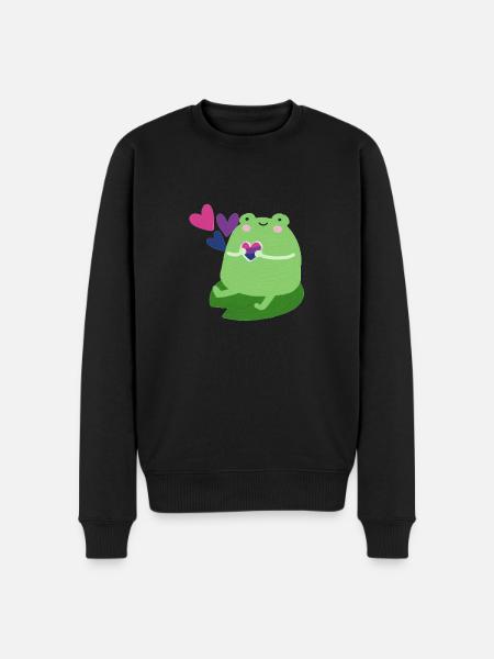 Sød frø med biseksuelle stolthed flag farver - Økologisk premium-sweatshirt til mænd - sort