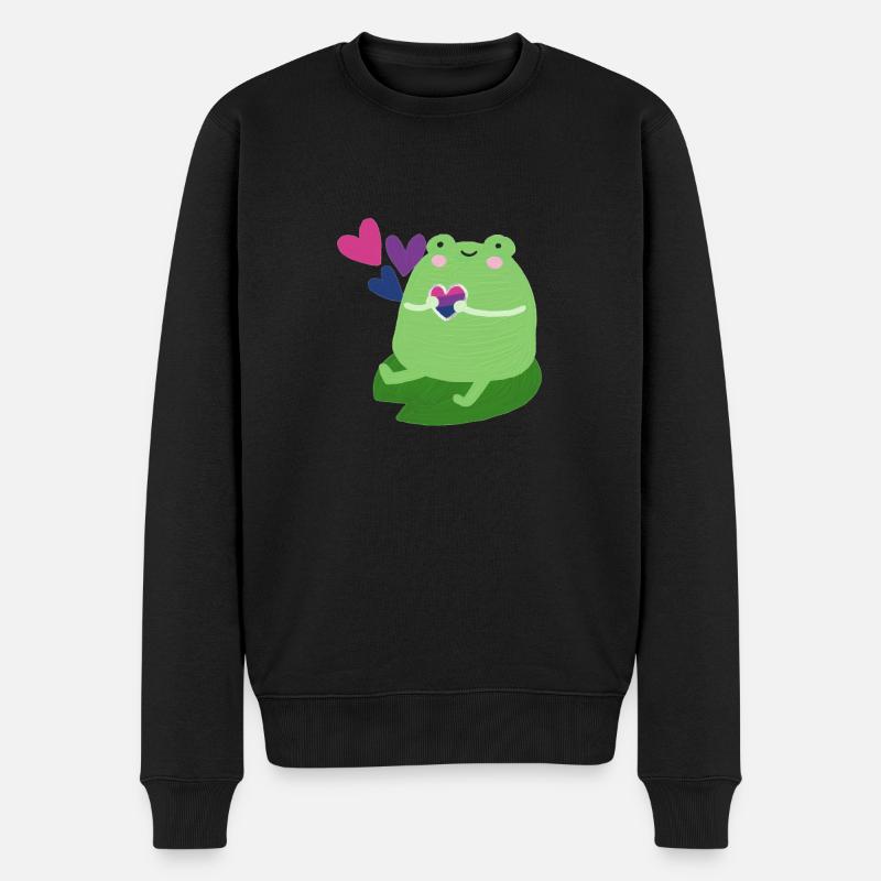 Süßer Frosch mit bisexuellen pride Flaggen Farben - Männer Premium Bio Pullover - Schwarz