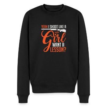 Yeah I Shoot Like A Girl Want A Lesson Clay - Männer Premium Bio Pullover - Schwarz - Vorne - Nico (187cm)