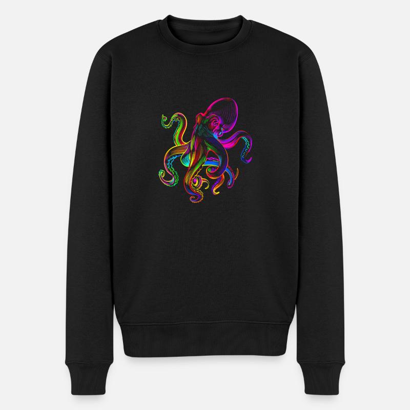 Oktopus Oktopusse lustige bunte - Männer Premium Bio Pullover - Schwarz