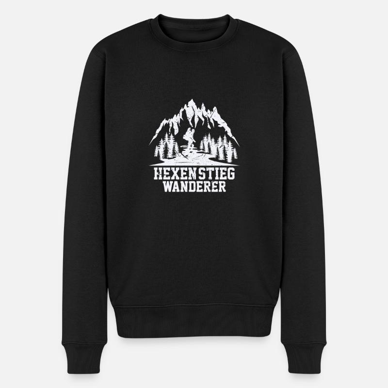 Hexenstieg Wanderer - Männer Premium Bio Pullover - Schwarz