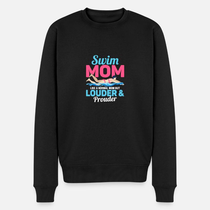 Swim Mom Like A Normal Mom But Louder & Prouder Fa - Männer Premium Bio Pullover - Schwarz