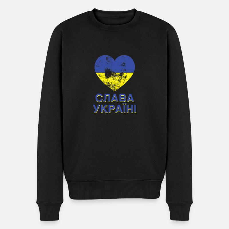 Ruhm der Ukraine слава україні - Männer Premium Bio Pullover - Schwarz
