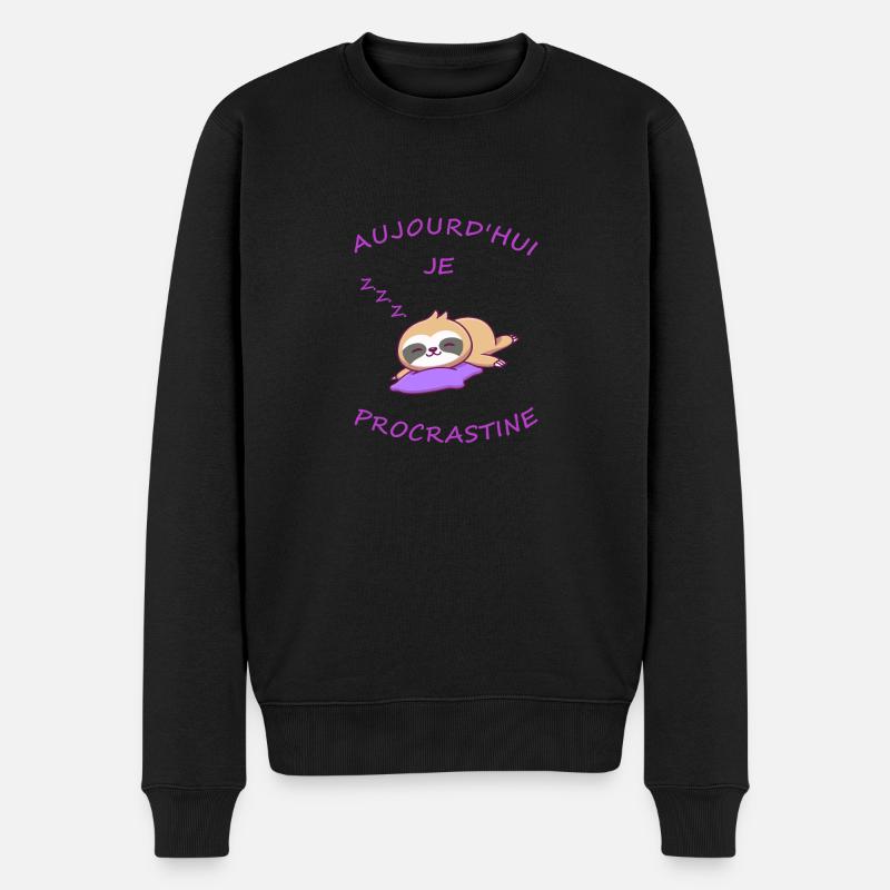 Aujourd'hui je procrastine - Pull Premium bio Homme - noir