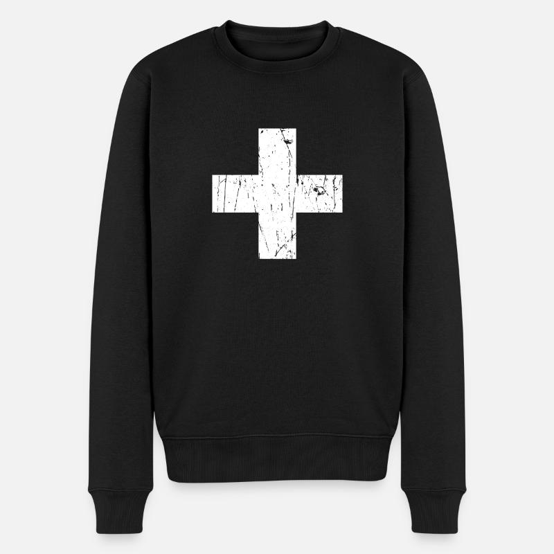 Schweiz Flagge - Männer Premium Bio Pullover - Schwarz