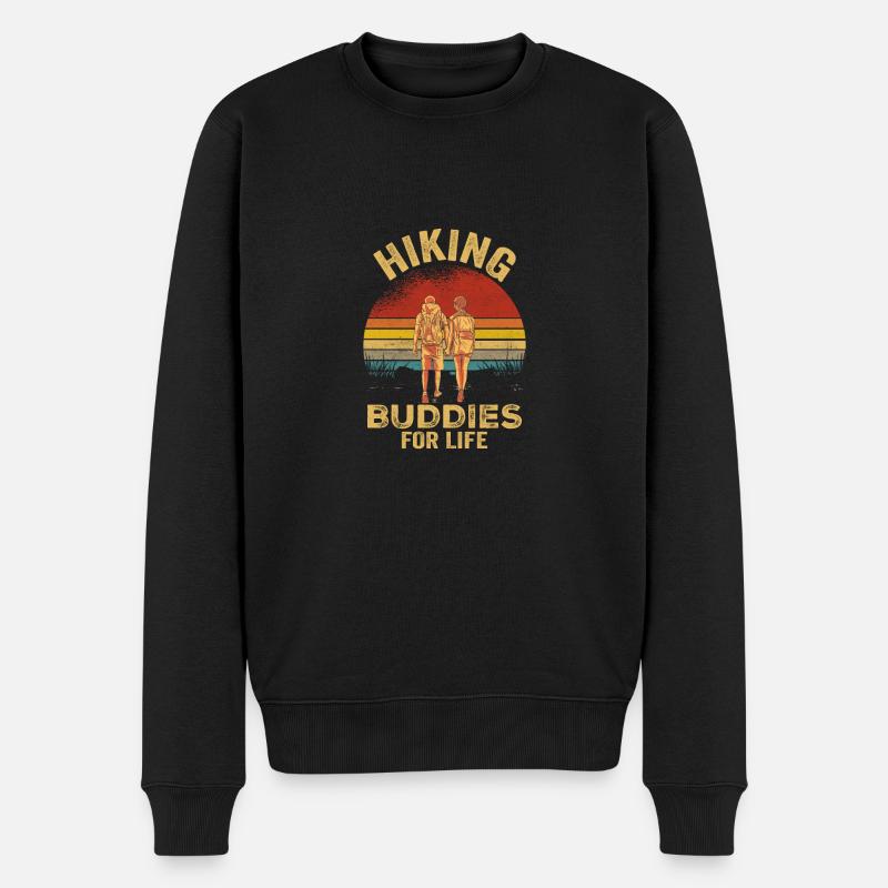 Hiking Buddies For Life Hike Hiker Mountains - Männer Premium Bio Pullover - Schwarz