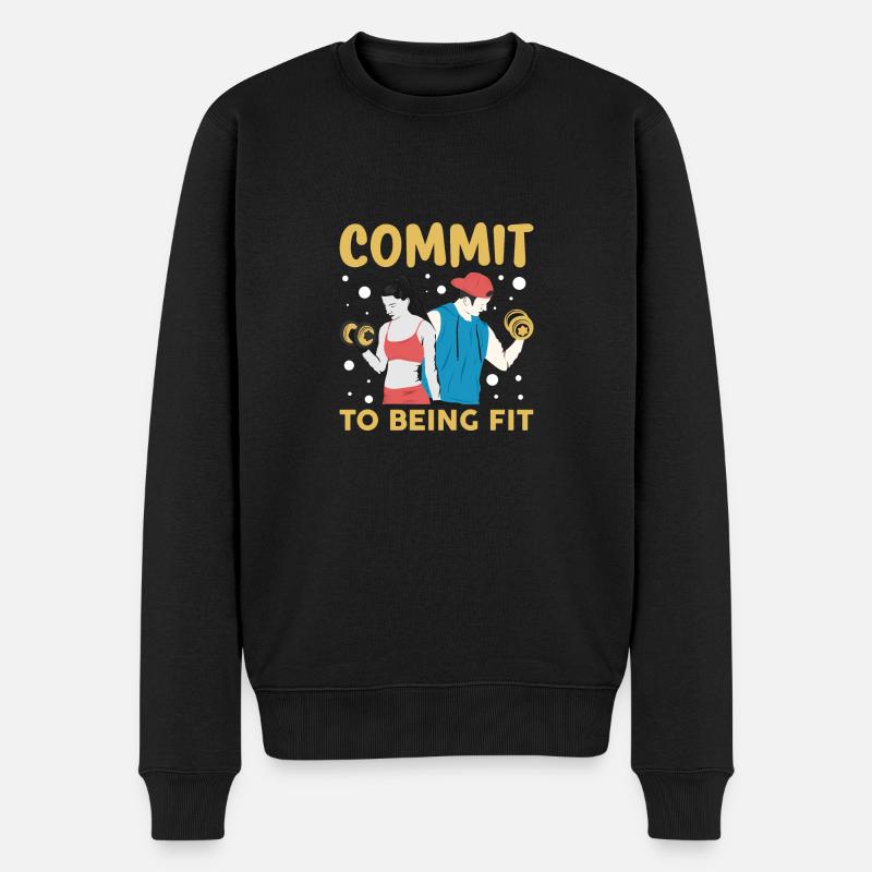 commit to being fit - Männer Premium Bio Pullover - Schwarz