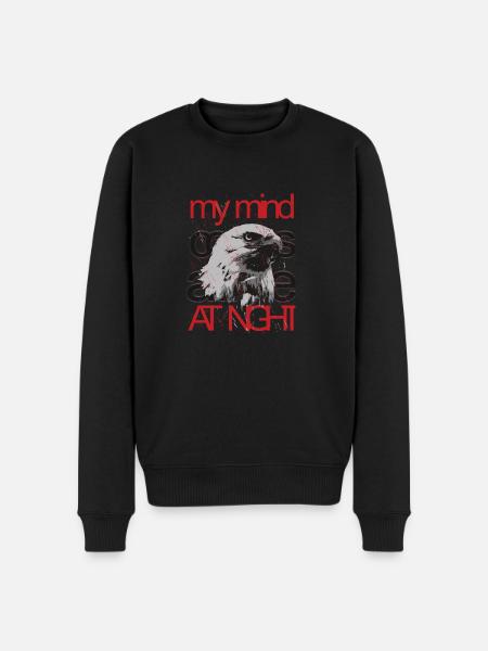 Adler - mind at night - Männer Premium Bio Pullover - Schwarz