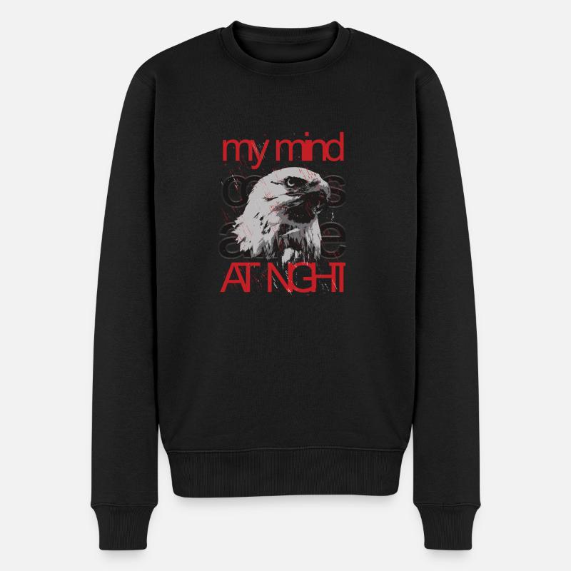 Adler - mind at night - Männer Premium Bio Pullover - Schwarz